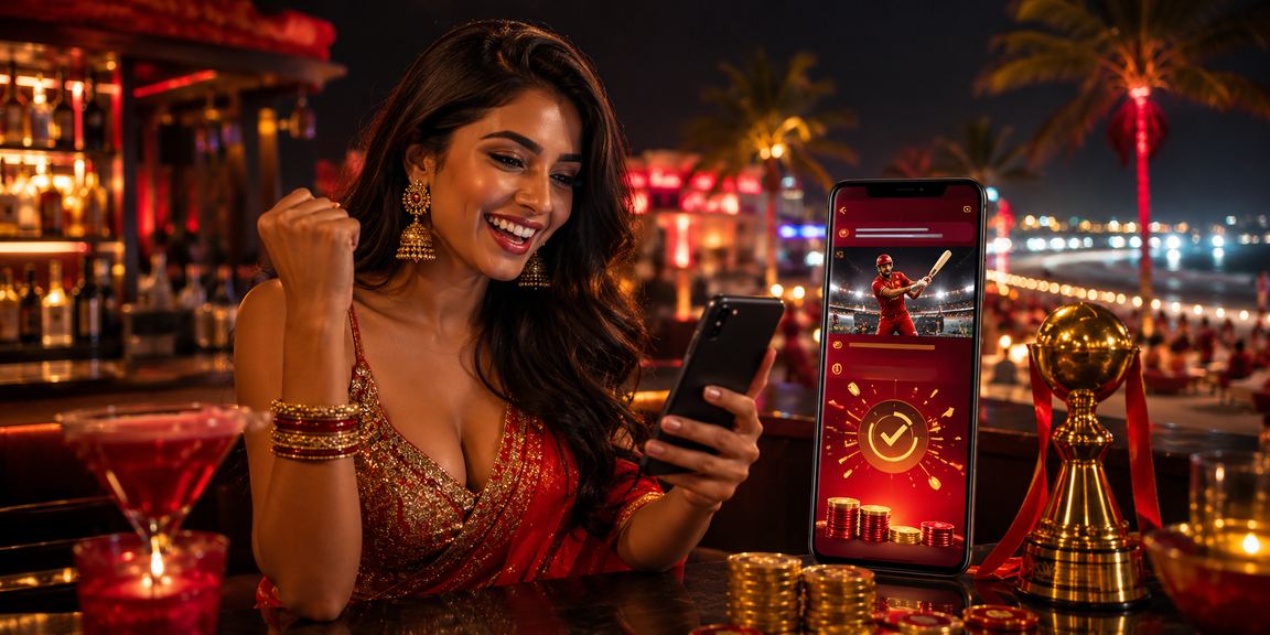 Player using mobile wallet for slot deposit at Goa beachside setting